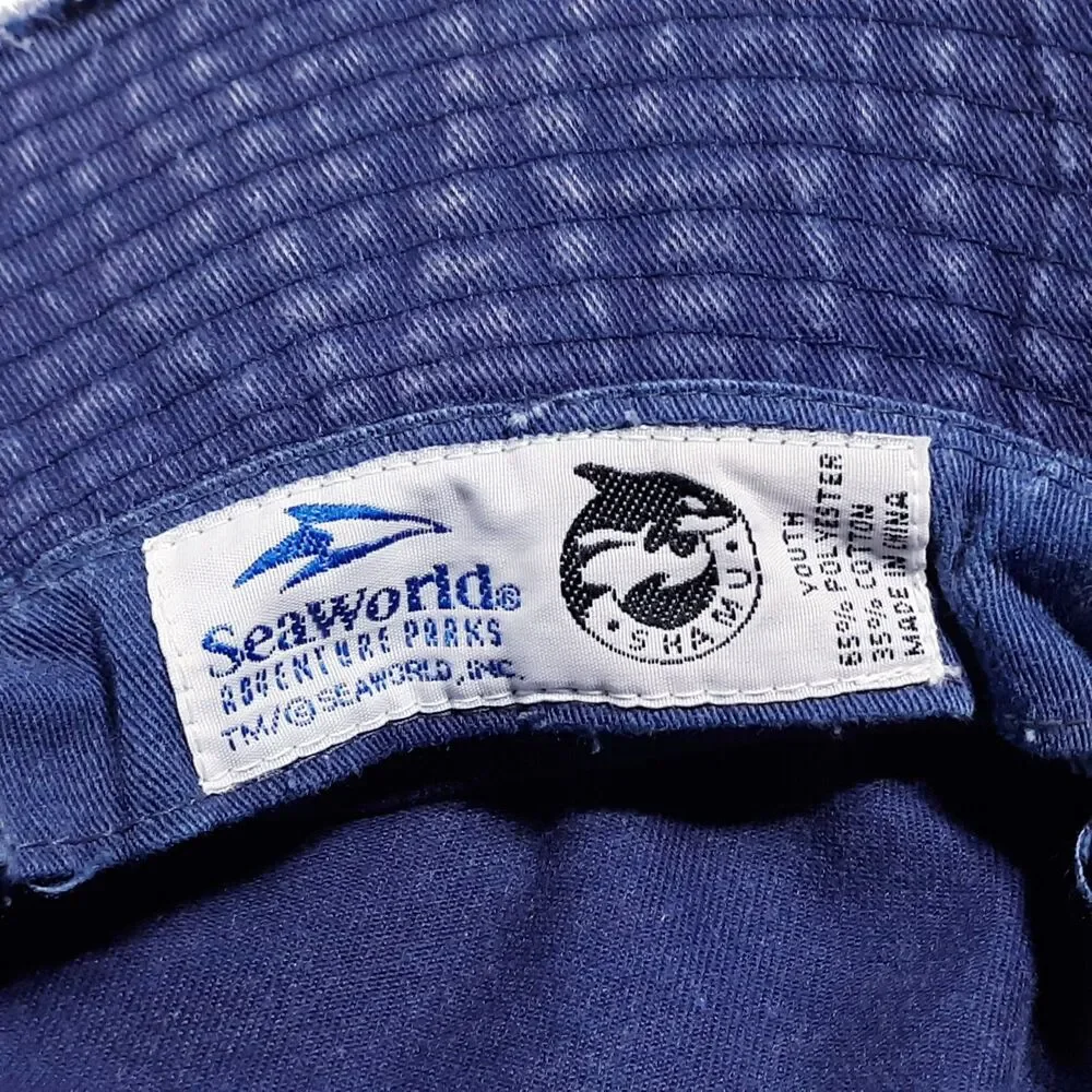 Sea World Adventure Parks Bucket Hat Blue Embroidered Youth One Size